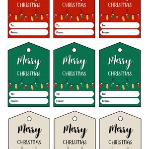 Merry Christmas Gift Tags Printable Instant Download - Etsy