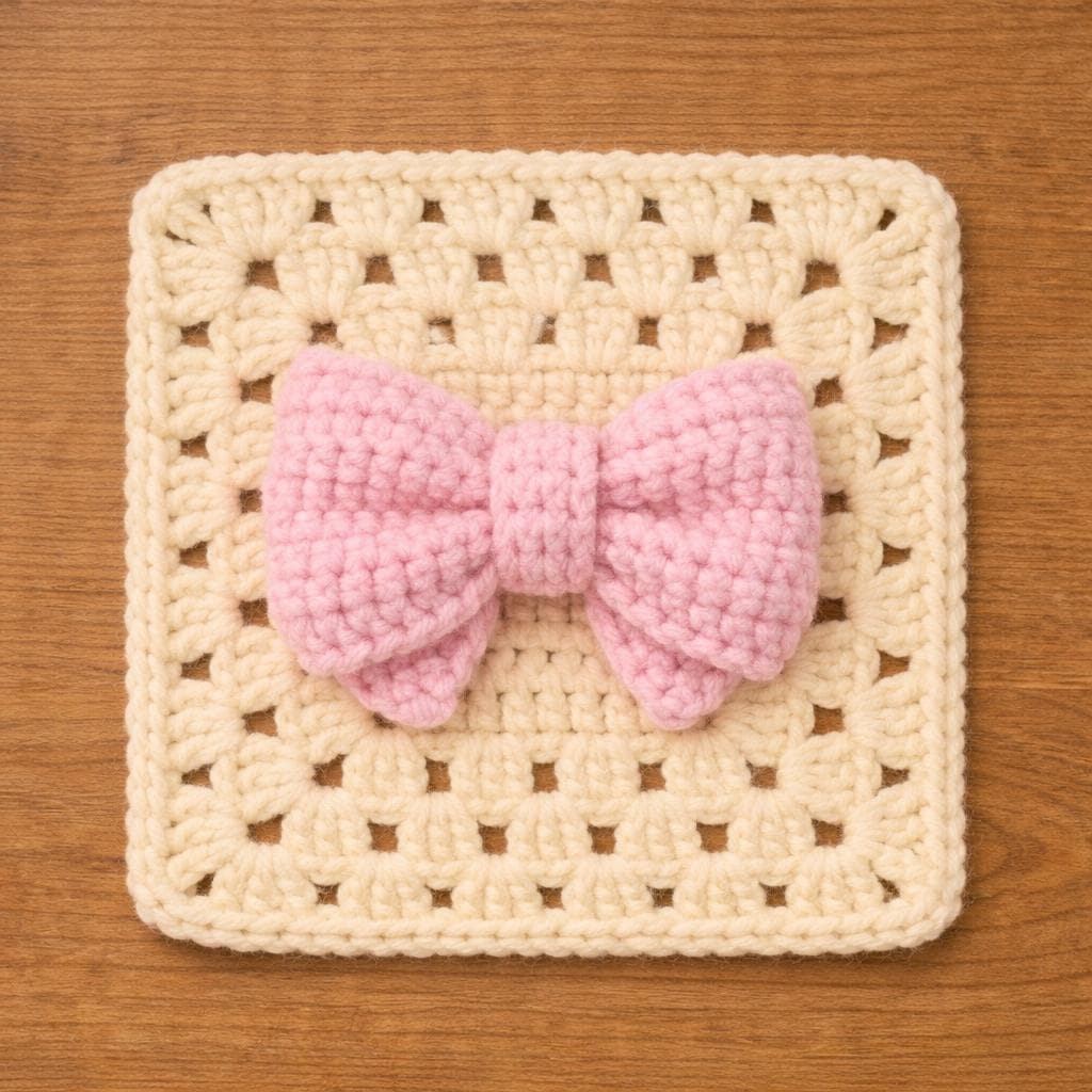 38 Crochet Square Patterns to Build Your Next Project 4 Bow Granny Square Crochet Pattern 3D Bow Granny Square