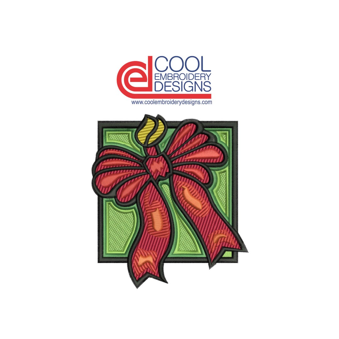Christmas Ribbon Embroidery Design – Holiday Bow Stitch Pattern ...