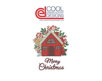 Christmas House Machine Embroidery Design (5x5" Hoop) (Digital Download)
