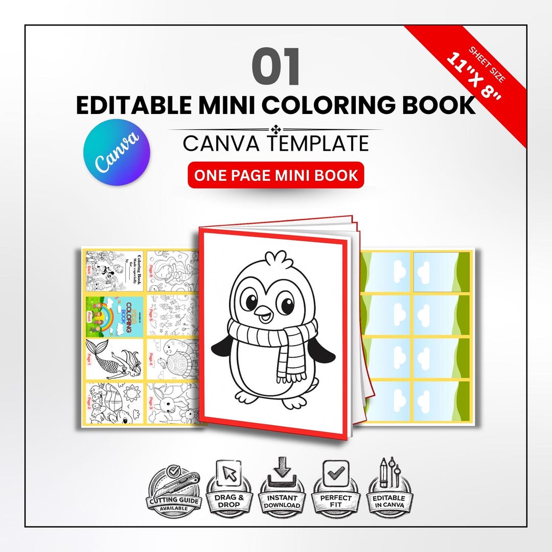 Editable Mini Coloring Book Template, One Page Foldable Coloring ...