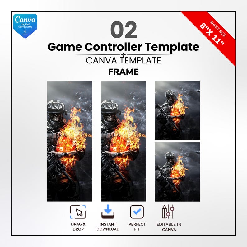 Gaming Controller Party Template, Editable Canva Game Controller Cutout ...