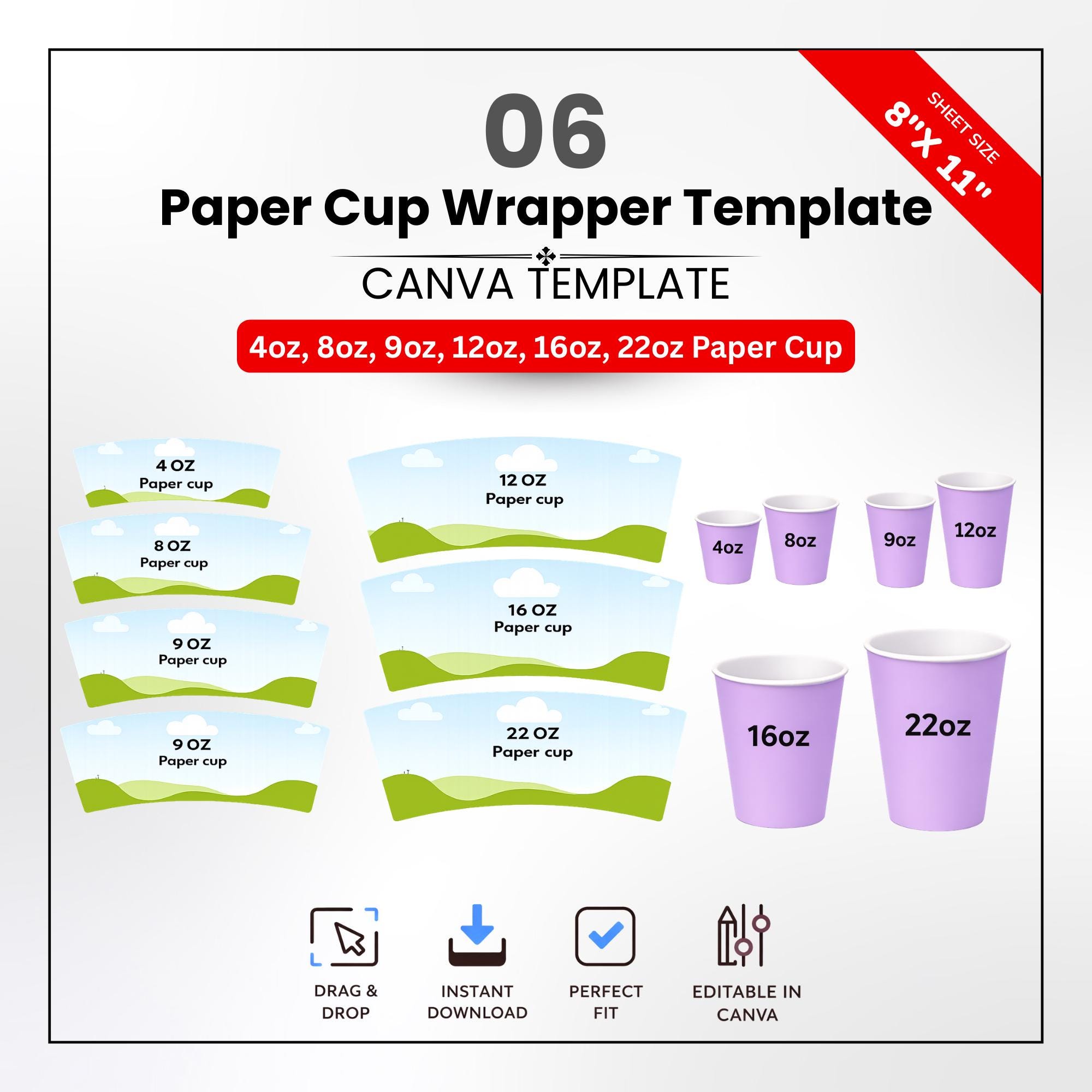 16 Oz Cup Sleeve Template - Etsy Finland