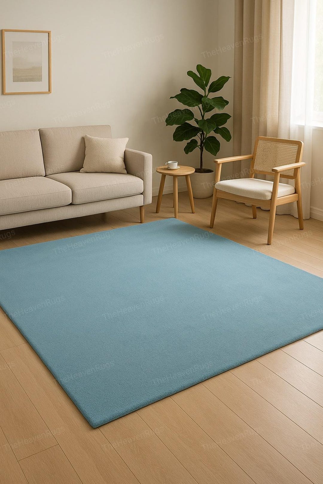 Hand Tufted Wool Rug – Soft Dusty Blue Rug | Minimalist Modern Carpet ...