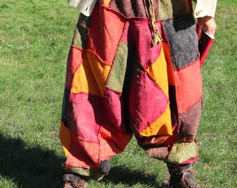 Spodnie haremowe Boho Patchwork Stonewash z Nepalu