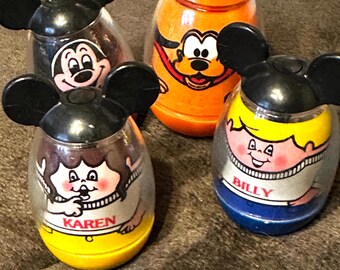 Vintage 1976 Hasbro Weebles Mickey Mouse Club Set Figures Mickey Pluto Billy Karen