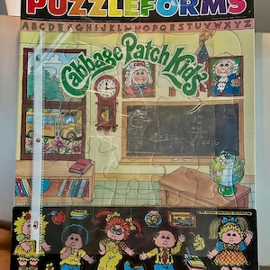 Vintage 1983 Cabbage Patch Kids Colorforms Puzzleforms 30 Piece Jigsaw Toy Schoolroom