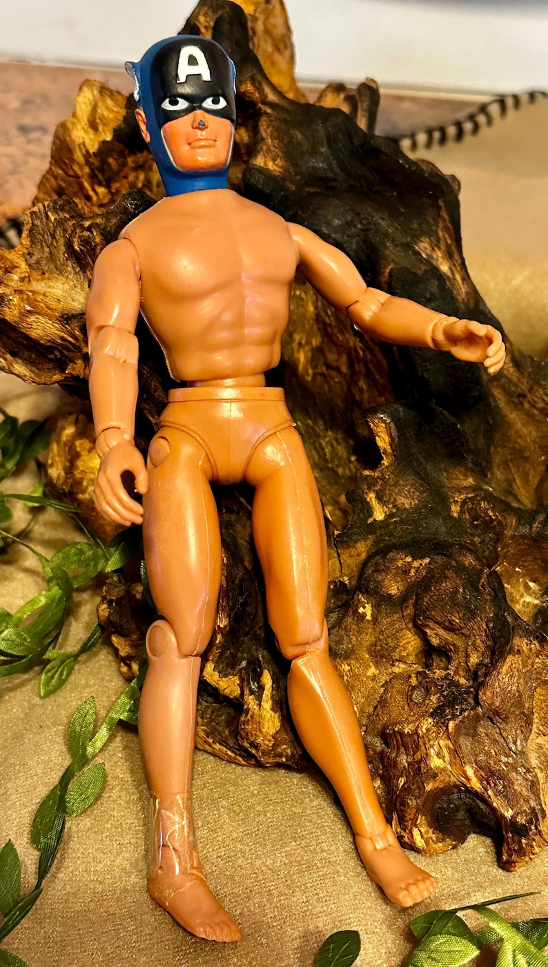 Vintage 1970s Mego Captain America 8" Action Figure Original Owner for Parts Restoration image 9