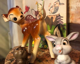 Vintage Disney Thumper Bambi Norcrest Squirrel Figurine Lot Bambi