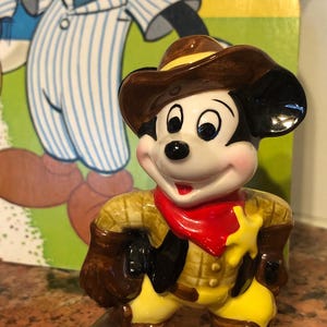 Vintage Walt Disney Productions Mickey Mouse Sheriff Figurine, 4" Made in Japan Ceramic Statue image 2