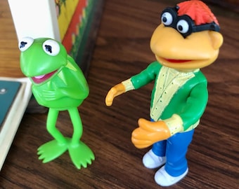 Fisher-Price Muppet Show Players Kermit and Scooter Vintage Stick Puppets (1978) - Replacement Figures