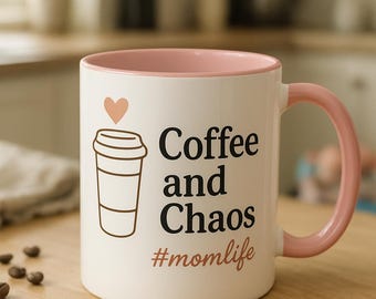 Coffee and Chaos Mom Life Mug | Colorful Accent Cup