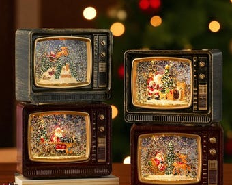 Lanterna ad acqua natalizia retrò / Carillon luminoso / Globo di neve di Babbo Natale / Regalo di Natale vintage