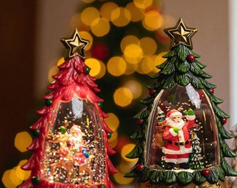 Globo di neve a LED con albero di Natale / Ornamento a cupola glitterata di Babbo Natale