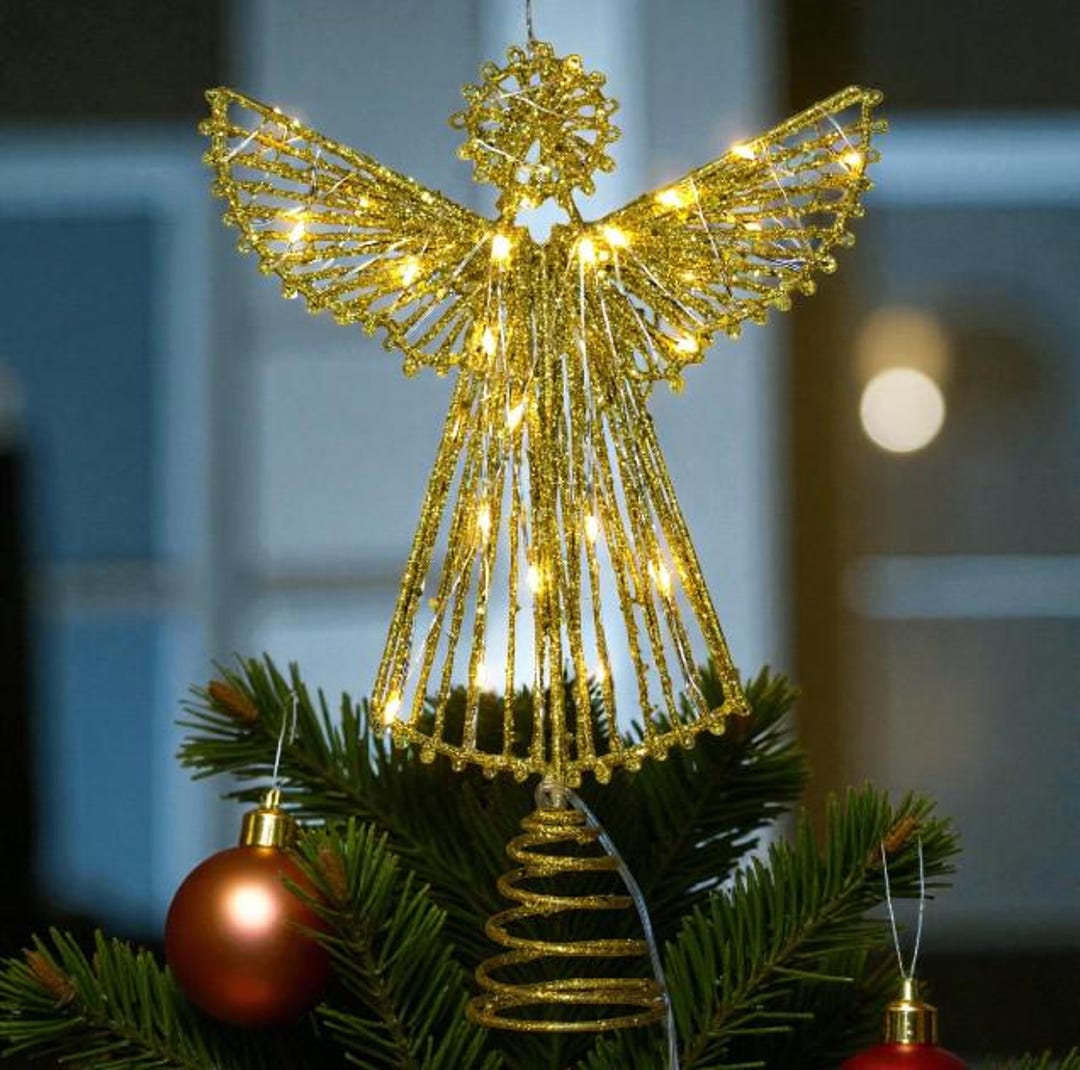 LED Angel Tree Topper Light | Gold & Silver Christmas Decoration ...