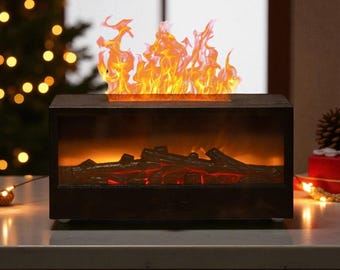 Umidificatore per camino natalizio / Decorazione finta da tavolo / Diffusore di aromi a LED con fiamma 3D / Accogliente decorazione invernale
