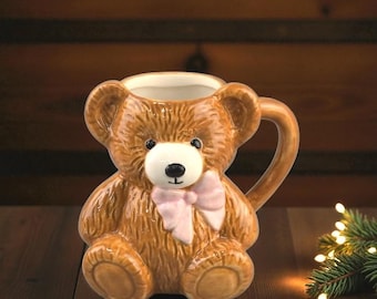 Tazza in ceramica a forma di orsacchiotto / Regalo di Natale accogliente / Tazza di cioccolata calda / Idea per decorazioni natalizie