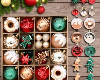 Set di 42 decorazioni natalizie / Palline rosse, verdi e dorate / Decorazioni per l'albero di Natale in scatola regalo