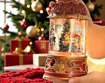 Christmas Carousel Snow Globe Lantern | Rotating Music Box | Vintage Christmas Decor | Musical Gift