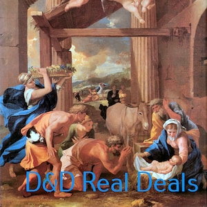 Adoration of the Shepherds by Nicolas Poussin Vintage Art Print Reproduction, JPG, Unframed, High Gloss Paper