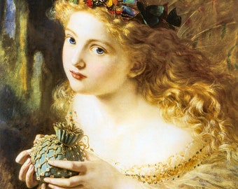 Lámina de arte de hadas míticas – Toma el bello rostro de la mujer, Anderson, 1869, reproducción de arte fantástico, obra de arte de la época victoriana, impresión JPG de 8.5 x 11 pulgadas