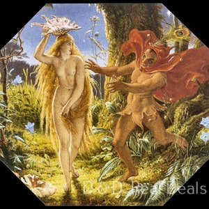 Fairy Vintage Art Print Reproduction &quot;Puck and the Fairy&quot; by Joseph Noel Paton JPG Unframed High Gloss Paper