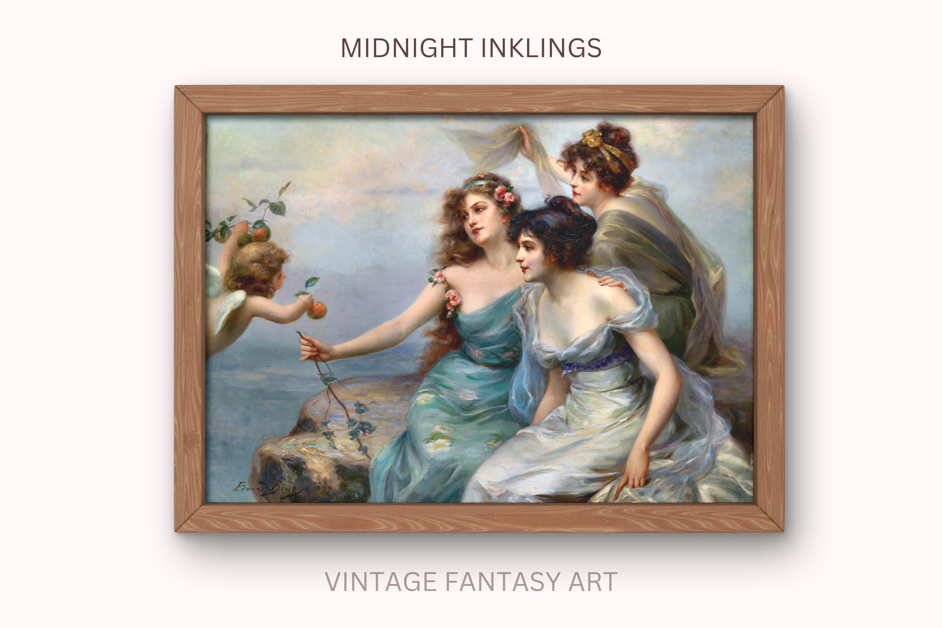 The Three Graces Art Print by Edouard Bisson, 1899, Fantasy Art