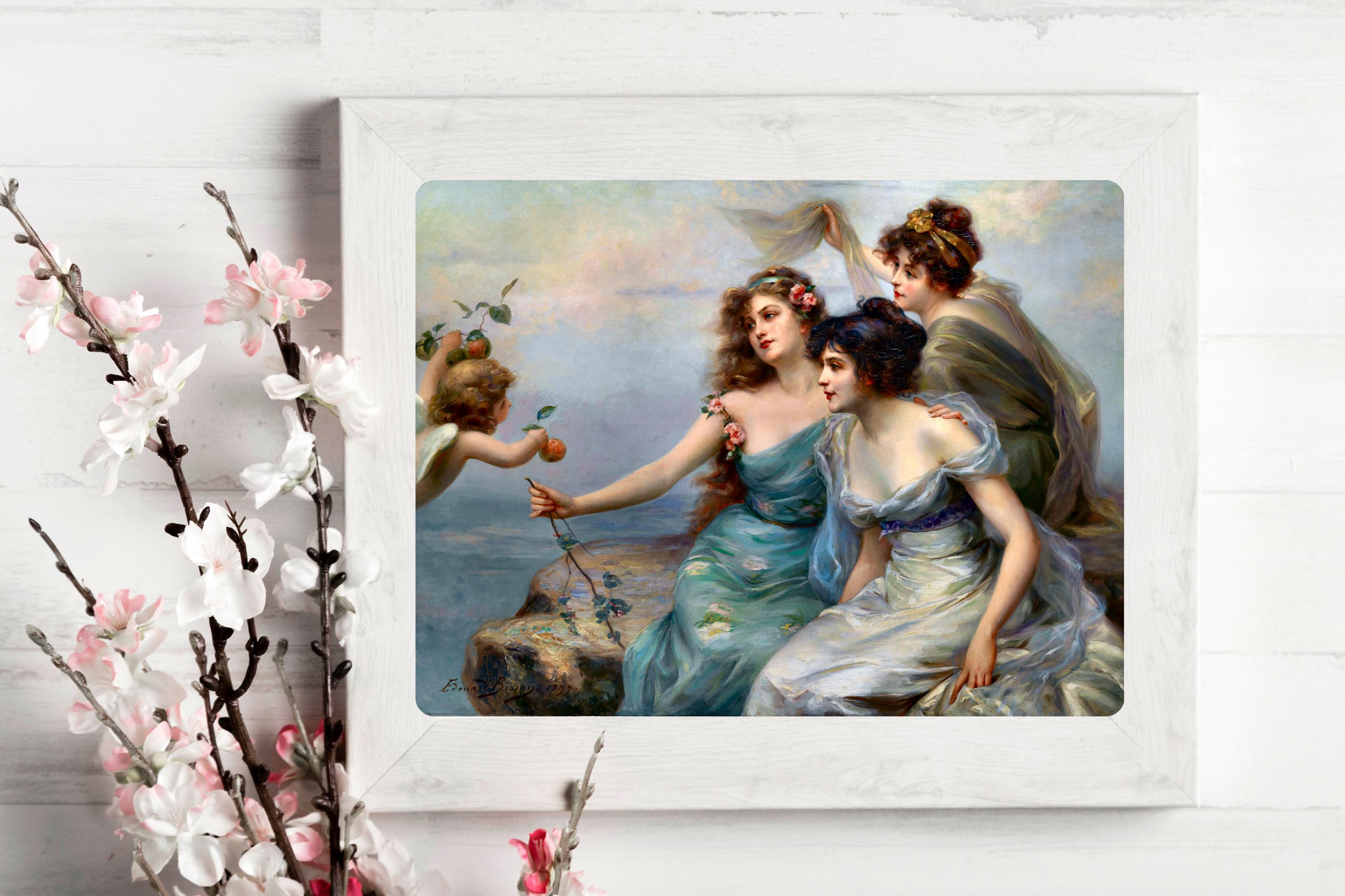 The Three Graces Art Print by Edouard Bisson, 1899, Fantasy Art