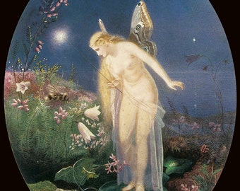 Lámina de arte de hadas míticas: Las bolsas de miel roban a las abejas, Simmons, reproducción de arte fantástico, obra de arte de la época victoriana, impresión JPG de 8.5 x 11 pulgadas