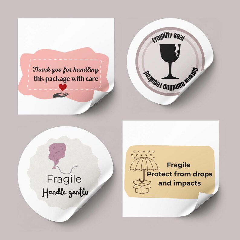 Pink Fragile Sticker Fragile Sticker Pack Printable | Delivery Stickers, Shipping Label ...