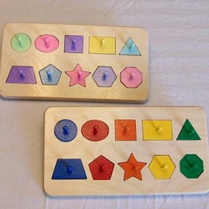 Geometric Shape Puzzle Geometric Shapes Jigsaw Puzzles Toys Etsy