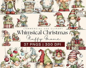 Christmas Gnomes Clipart, Whimsical Holiday Graphics (Digital Download)
