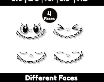 Christmas Monster Face SVG Bundle: Kawaii Holiday Cut Files (Digital Download)