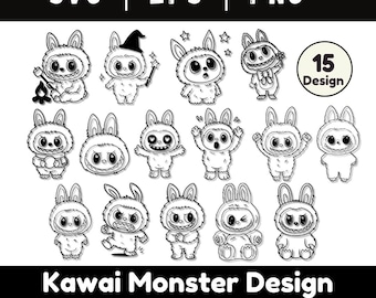 Christmas Kawaii Monster SVG Bundle: Kawaii Cartoon Clipart (Digital Download)
