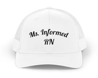Gorra de camionero Ms. Informed RN / Gorra de enfermera bordada, con cierre trasero de malla
