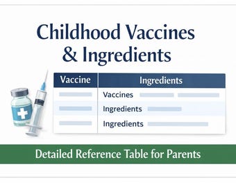Childhood Vaccine Ingredients Guide | Vaccine Product & Ingredient Table | Parent Research Resource | Instant Digital Download