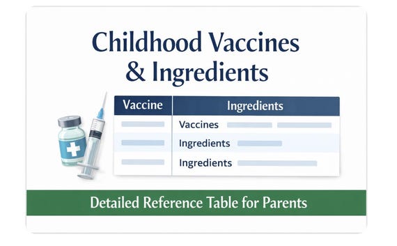 Childhood Vaccine Ingredients Guide | Vaccine Product & Ingredient Table | Parent Research Resource | Instant Digital Download