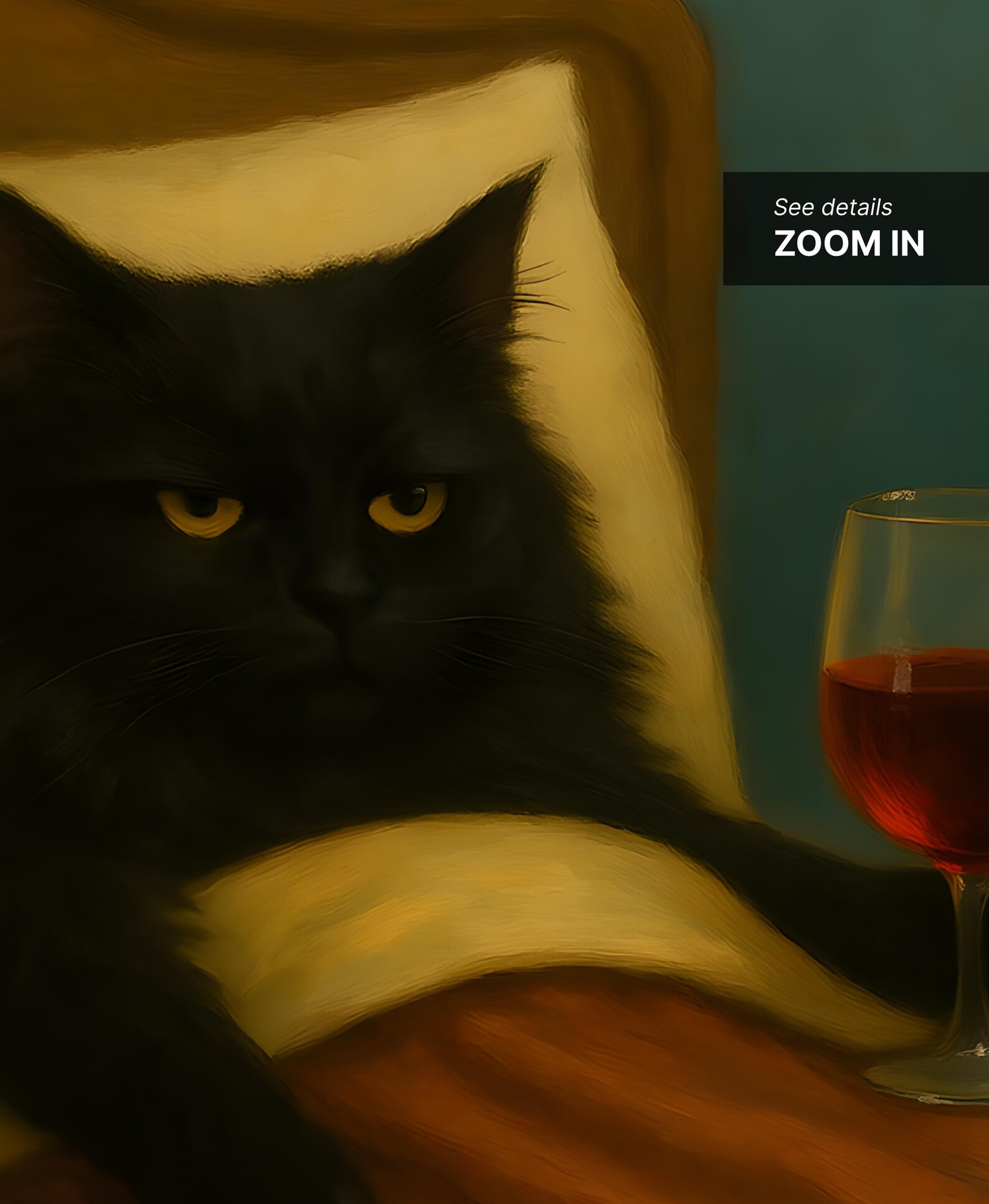 Vintage Black Cat Wine Art Print, Moody Dark Academia Wall Decor ...