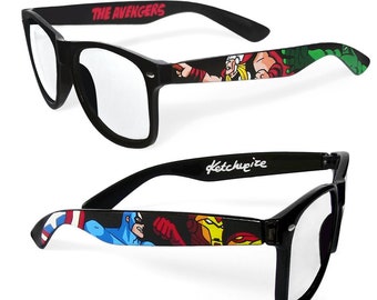 Comic custom painted glasses unique gift for him gift for her geek superhero nerd comic Prescription eyewear clear lens