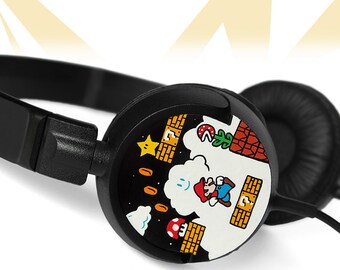 Mario custom headphones painted geek birthday gift for girlfriend gift for boyfriend nerd gamer unique headset dj earphones video game Luigi