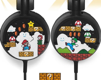 Mario and Luigi custom cool webinar headphones birthday gift idea headset gift for her gift for him dj geek earphones sound video game