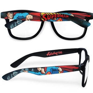 Comic book Wayfarer glasses unique birthday gift for boyfriend geek gift for her custom superhero Prescription painted comic clear lens nerd image 1