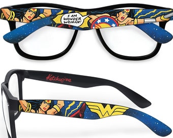 Comic book glasses personalized birthday gift for girlfriend unique geek gift for her empowered women Prescription comic superhero