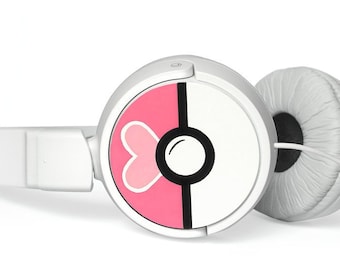 Pokeball headphones geek romantic gift for her personalized custom Pokemon gift for girlfriend unique girl gamer earphones Loveball heart