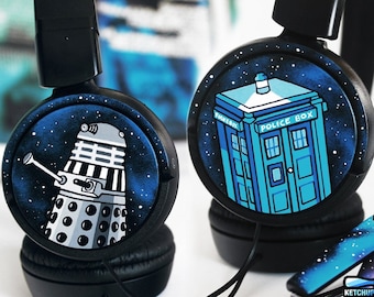 Doctor Who custom bluetooth headphones geek gift for her galaxy unique gift for him gift for her girl dr who whovian sci fi Tardis in space