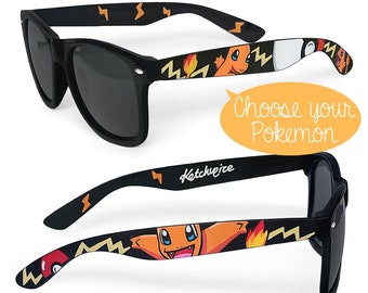 Pokémon Unite custom made sunglasses personalized Digimon gift for her gift for him geek Bulbasaur Pikachu painted wayfarer video game