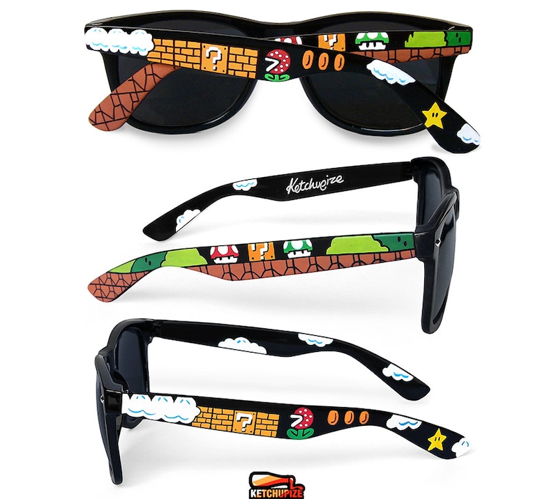 Mario sunglasses gamer gift for her handpainted wayfarer nerdy Etsy