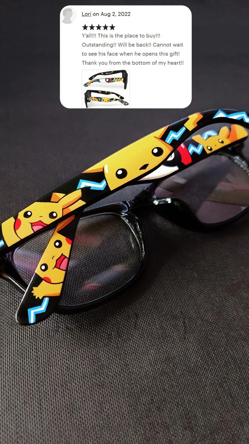 Pokemon Unite sunglasses Pikachu gift for him Pokémon go men women geek girl gift customized birthday gift for gamer girl video game image 9