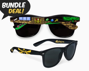 Legend of Zelda Sonnenbrille, 2 Paar, BUNDLE Angebot, Geek Geschenk für Sie, Geschenk für Ihn Freund Geschenk für Gamer Triforce