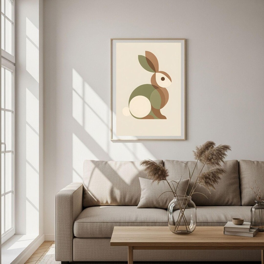 Cute Neutral Rabbit Minimalist Rabbit Art Print – Neutral Bunny Decor (digital Download) - Etsy